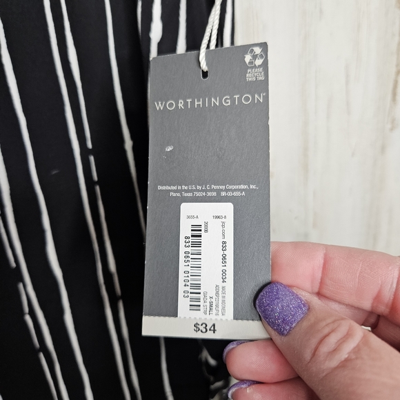 Worthington Sleeveless Black Blouse Cinch Tie Sides Mock Neck Top NWT Size XS - Picture 8 of 9